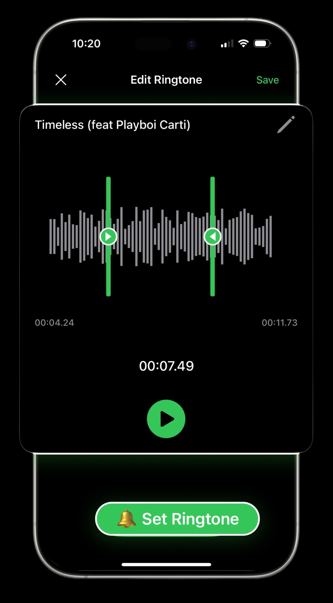 iRingtone audio editor for trimming custom iPhone ringtones